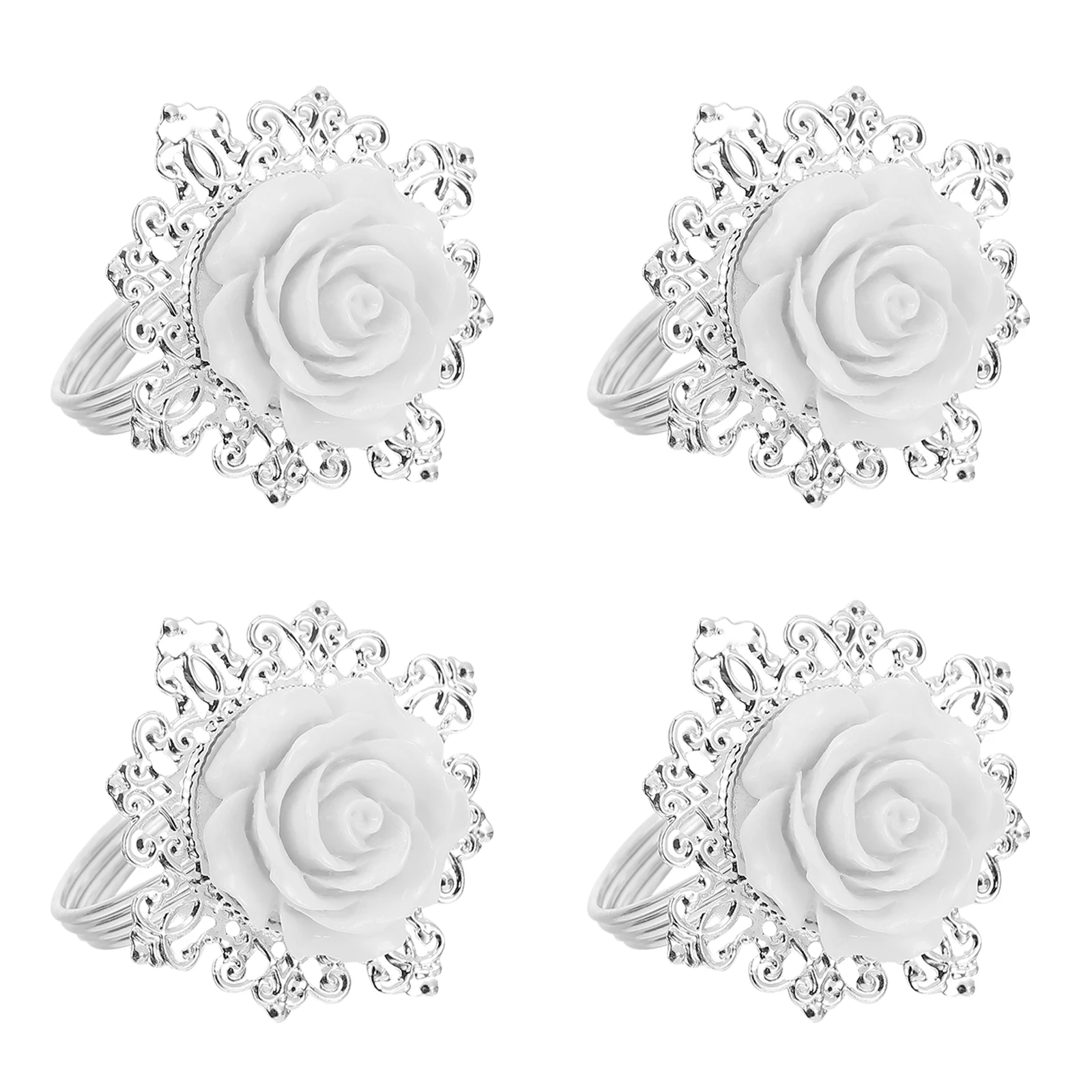 

12Pcs Alloy Napkin Ring Creative Exquisite Practical Alloy Napkin Buckle Floral Napkin Holder Flower Napkin Ring for Hotel Home