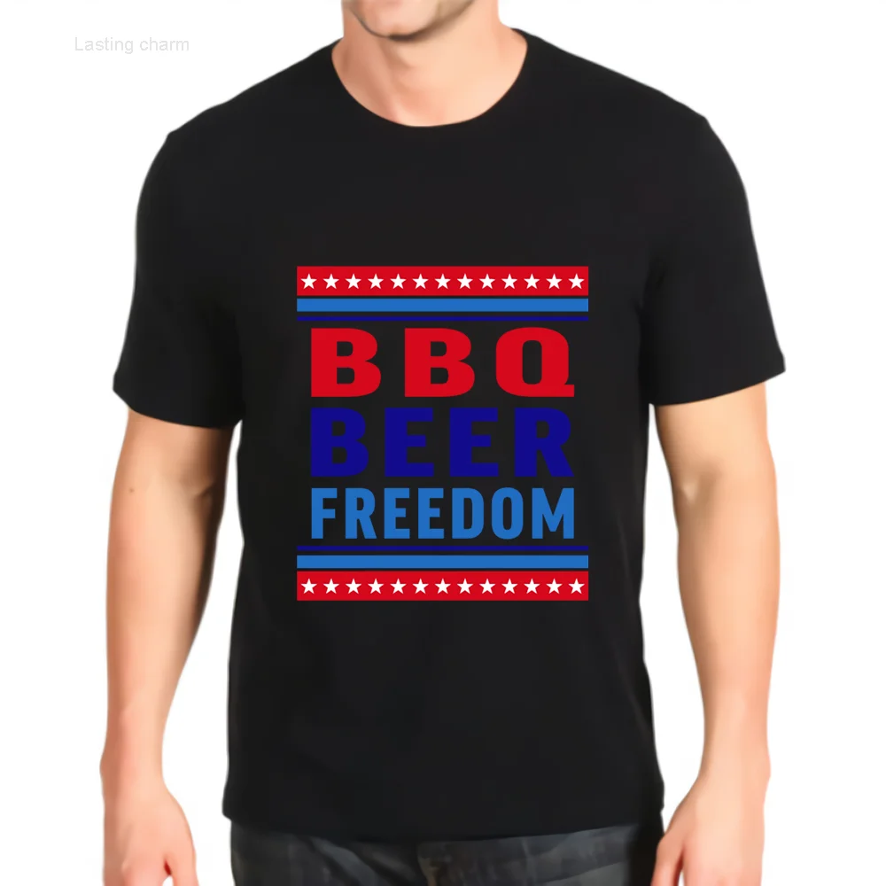 

Lasting charm New Fashion Printed T-shirt Bbq Beer Freedom USA 2020 American Men Top Men Loose Maatwerk Ts Costomible