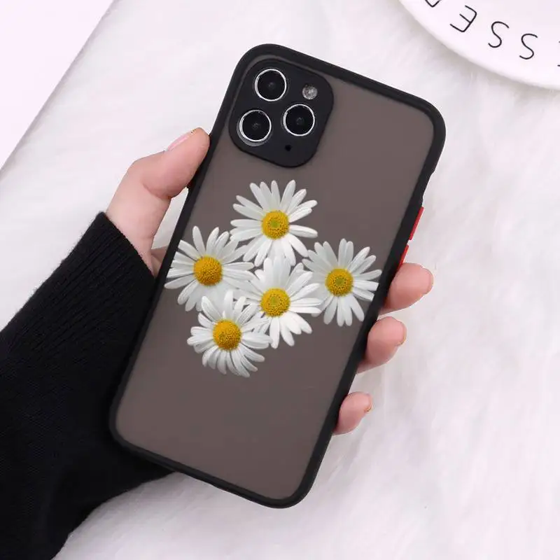 

Flower daisy Phone Cases matte transparent For black iPhone 7 8 x xs xr 11 12 pro plus max mini Clear Funda