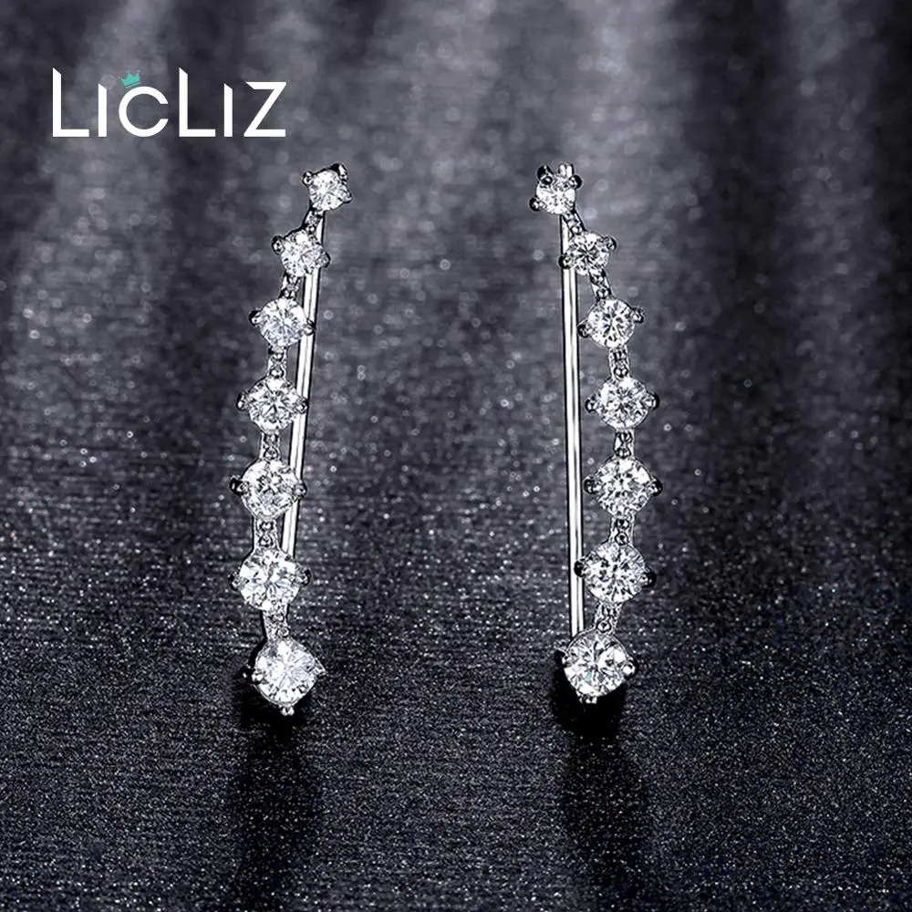 LicLiz новые модные серьги гвоздики из циркона для женщин с фианитами и кристаллами