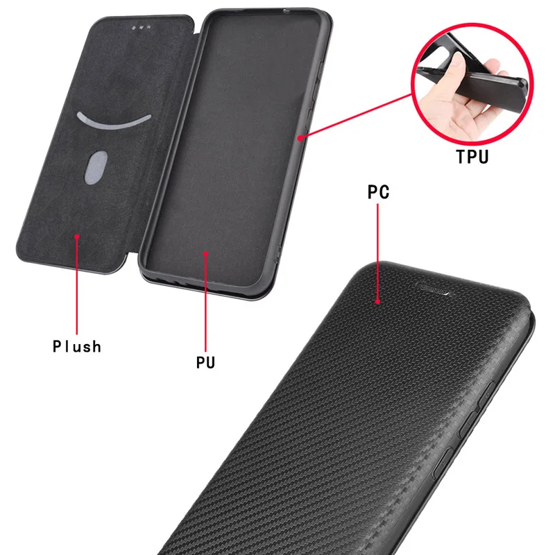 

Shockproof Flip Case for Samsung Galaxy a51 a71 a51 5G carbon fiber texture Luxury Magnetic Wallet Phone Case Etui tpu cover
