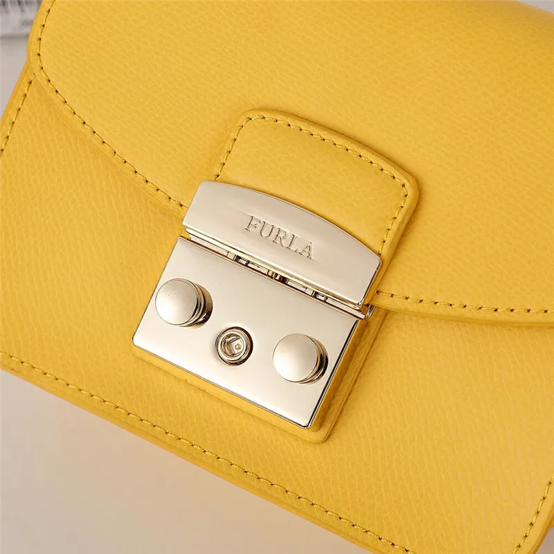 Оригинальные женские сумки FURLA, высококачественные женские сумки из меха желтого цвета, размер S 16,5 см x 12 см x 8 см