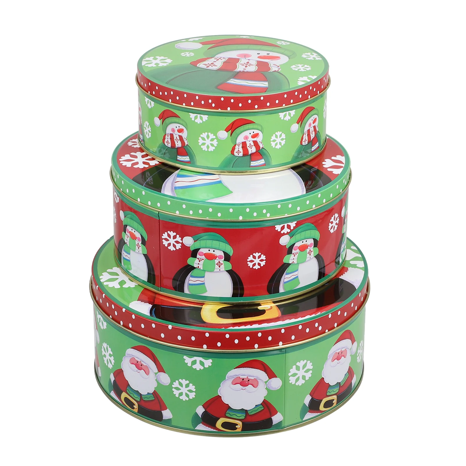 

3Pcs Christmas Tinplate Candy Boxes Exquisite Pattern Storage Cases (Green)