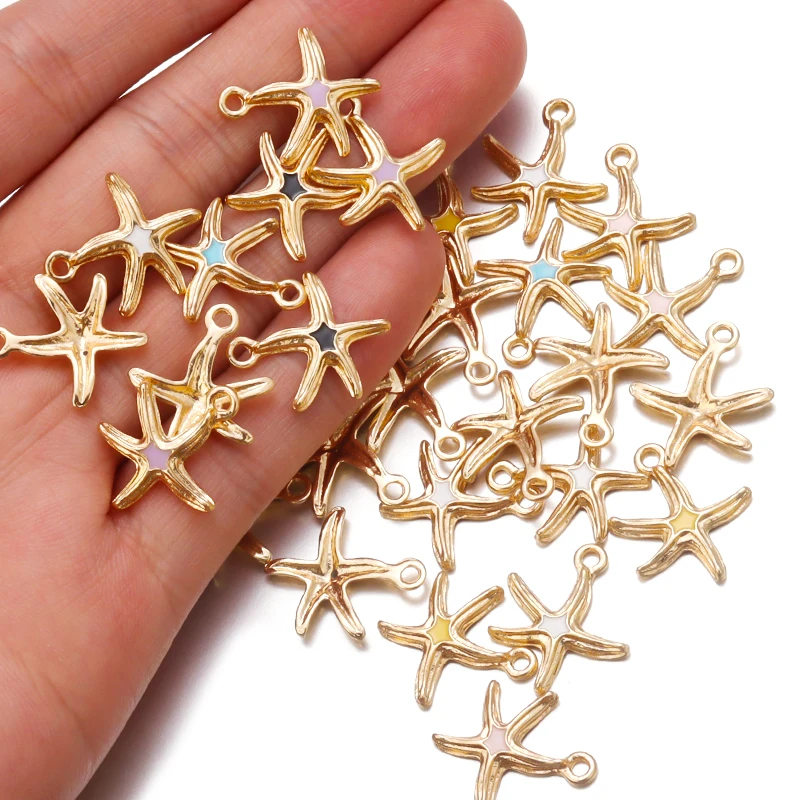 30 шт./лот Подвески в виде морской звезды золотого цвета из сплава серьги браслеты