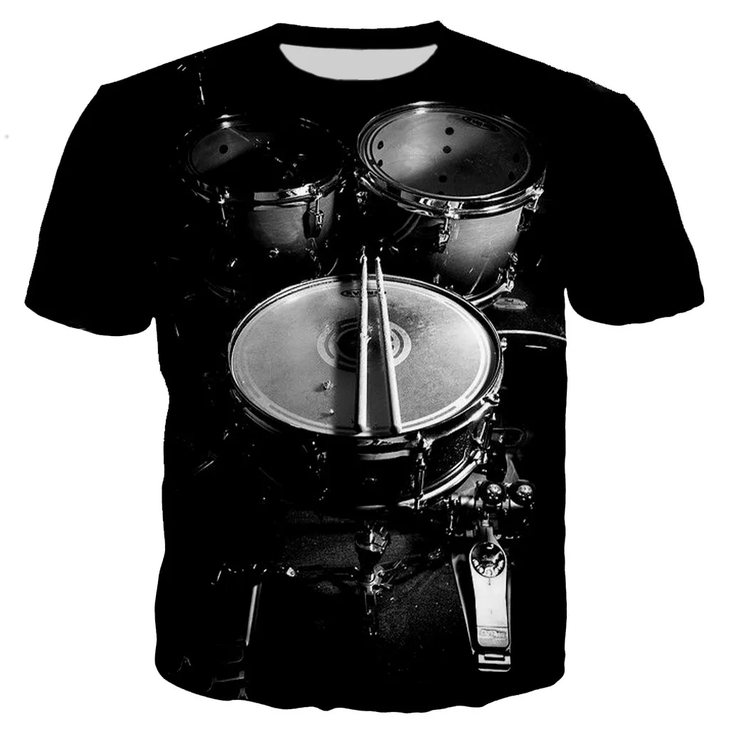 

Drum Clothing-Men's Women's 3D Printing T-shirt Casual Hip Hop Youth Street Rock Music Hip Hop Instrument Top 110-6xL