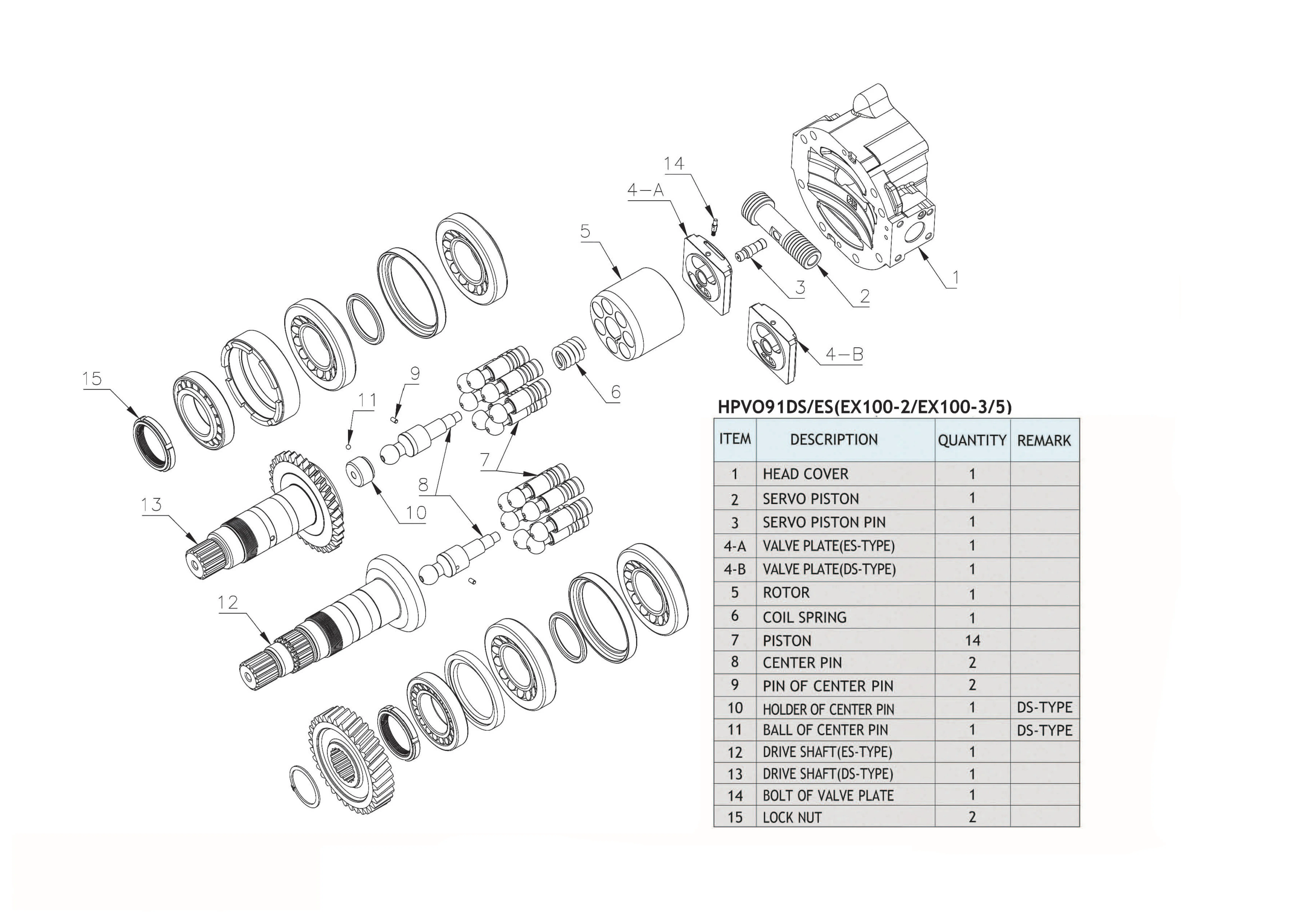 

Hydraulic Pump Kits Piston Pump parts Inner Spare Parts Repair kits For HITACHI HPVO91DS HPVO91ES