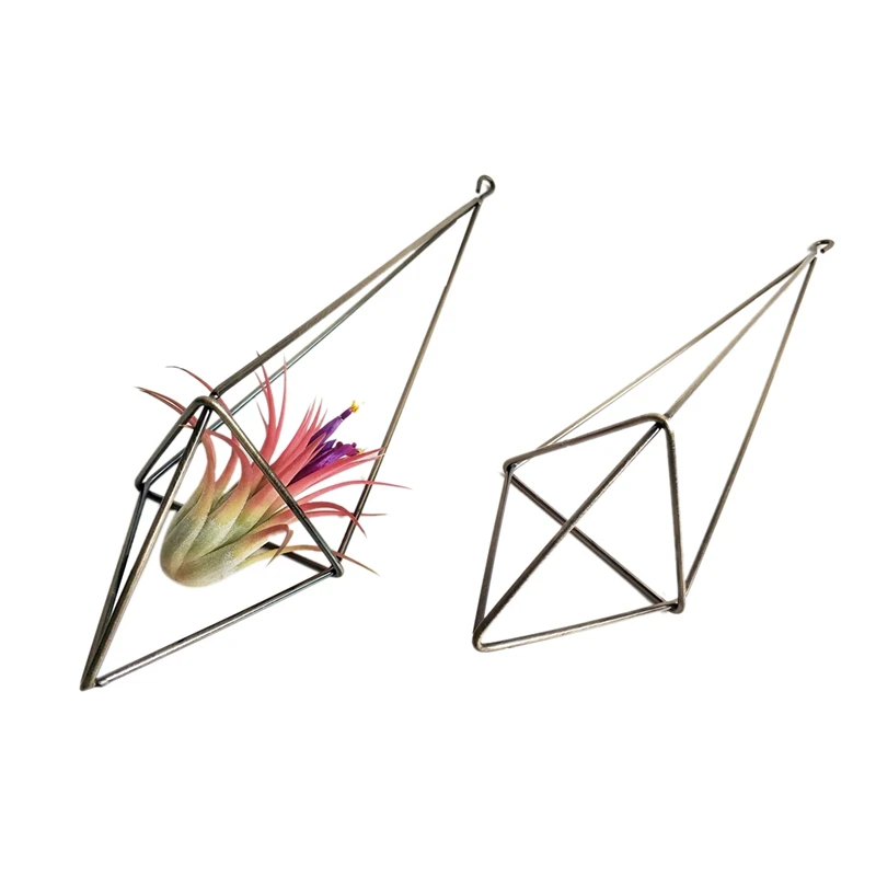 

3 Pack Hanging Air Plant Holder Geometric Planter Air Plant Rack Tillandsia Hanger with Chain for Home Decor