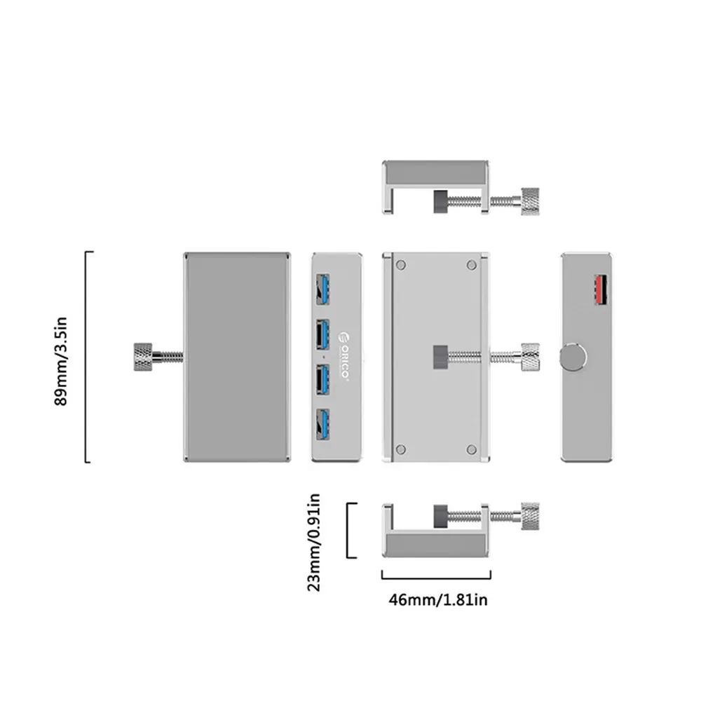 

Portable Size Aluminum Alloy Super High Speed 4 Ports USB Hub USB Splitter Adapter With LED Indicator For PC Laptop Computer