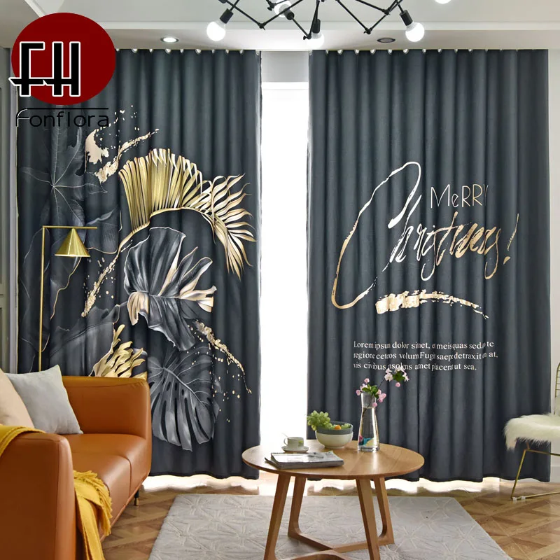 Затемненные занавески для гостиной спальни 3D черное золотое дерево на окна