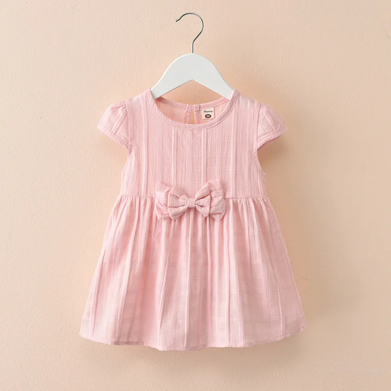 

Summer New Girls Dress Small Fresh Short-sleeved Skirt Children's Clothing Baby Girl Bow Skirt Flower Girl Dresses