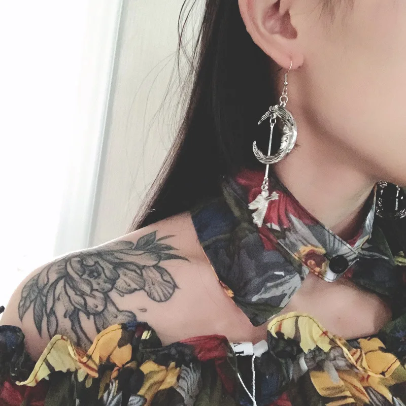 Модные готические панк ретро Луна Купидон крест с ангелами комбинация