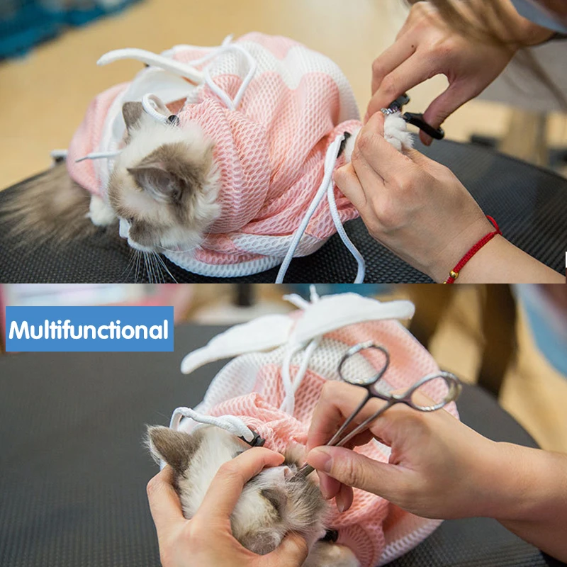 Cat Grooming Bag Bathing Shower Mesh Adjustable Puppy Dog Cleaning Washing Bags Scratch & Biting Resisted for Nail Trimming | Дом и сад
