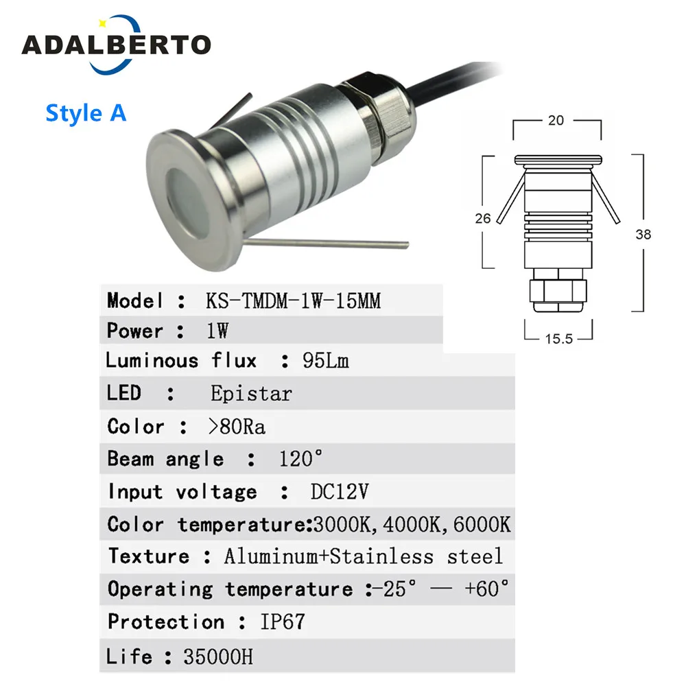1 Вт 3 светодиодный встраиваемый подземный настенный светильник IP67 наружный DC12-24V