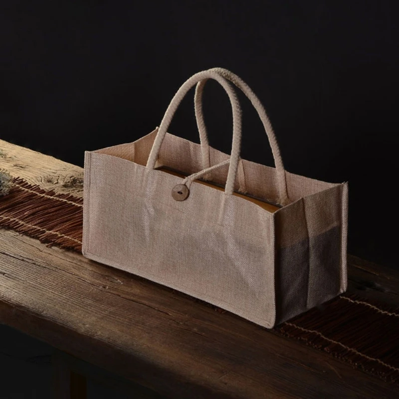 

Джутовые Сумки-тоуты, сумочка из мешковины, многоразовая Женская пляжная сумка с ручкой большой емкости, Подарочная сумка для ежедневного и...