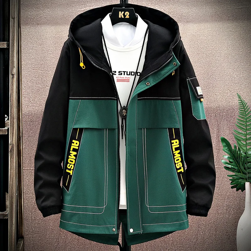 

Куртка мужская повседневная в стиле хип-хоп, уличная одежда в стиле Харадзюку, ветровка в стиле пэчворк с карманами, весна 2020