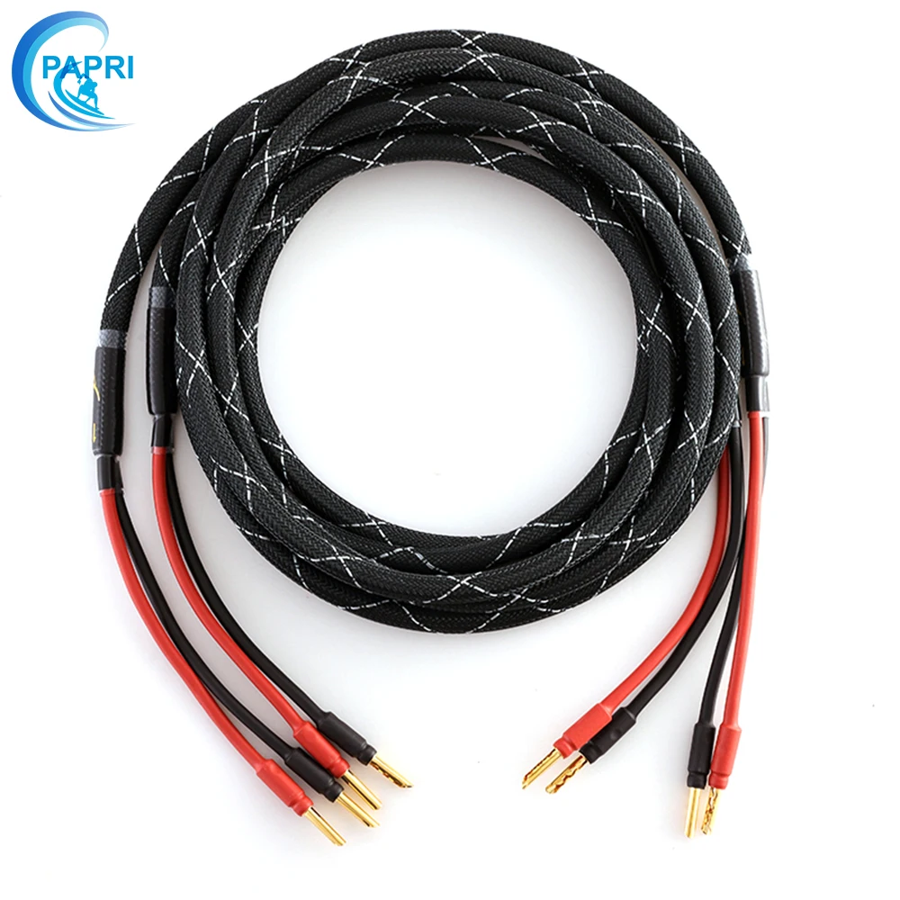 

1Pair MPS SGP-126SP 99.99997% OFC Audio Wire HiFi Cable 24K Gold Plated Connector Speaker Banana Plugs Amplifier Cables