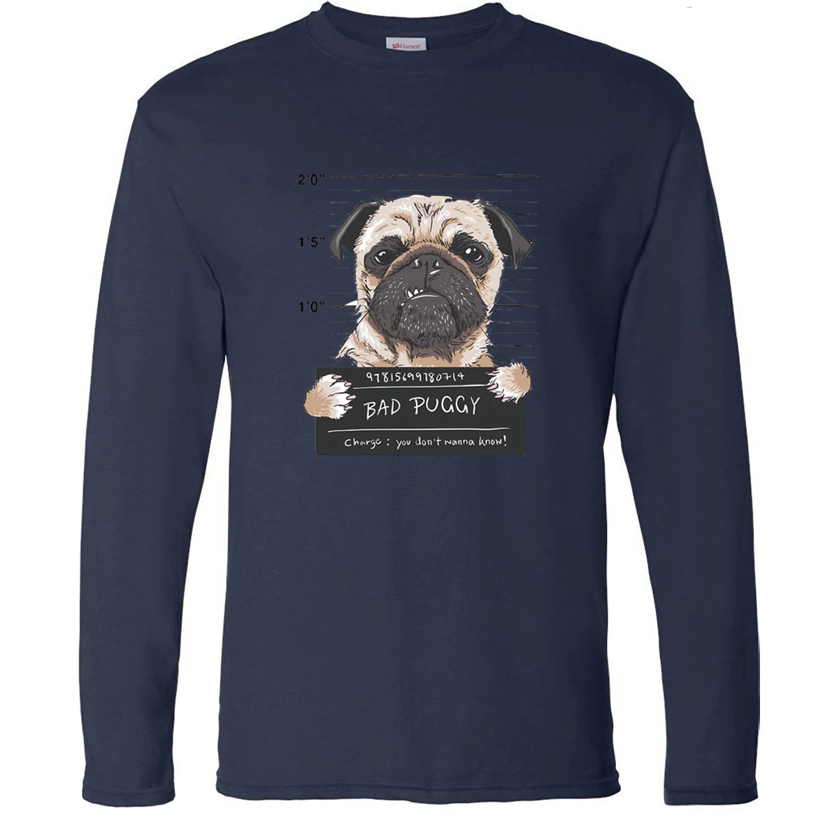 Футболка Bad Puggy с круглым вырезом и длинным рукавом Брендовые мужские футболки