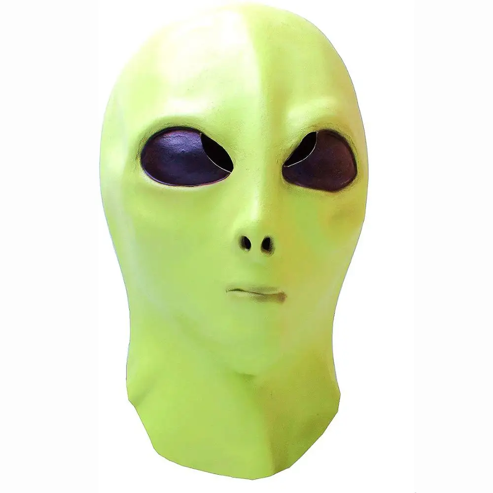 Alien mask-Alien full head Latex Mask for Adult and Kids UFO Halloween Christmas Costume Headwear Party Green | Дом и сад