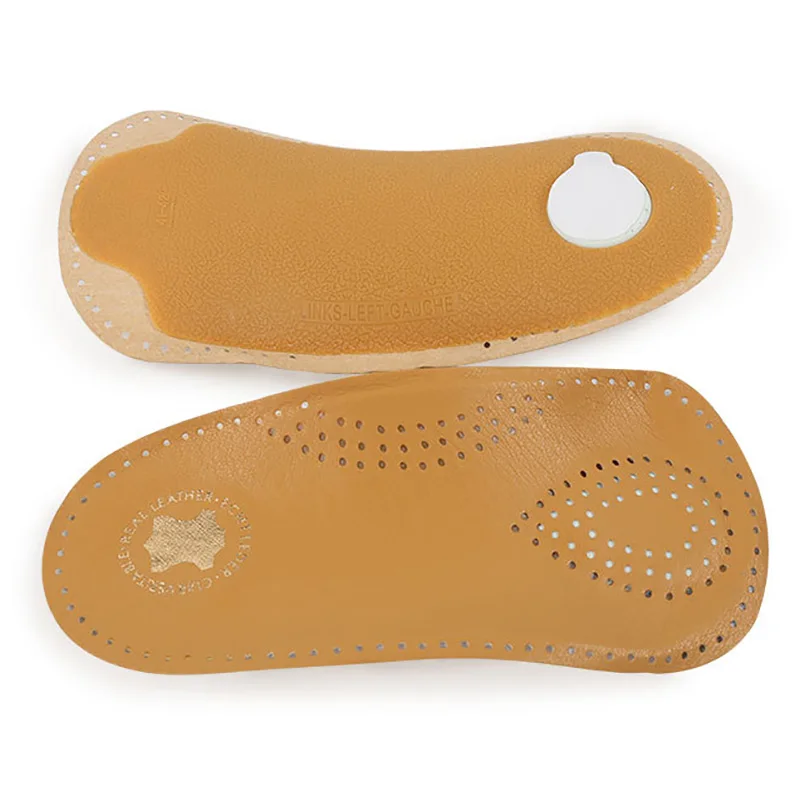 Unisex foot care 3/4 length insole leather flat feet orthopedic insoles arch vault half insole orthopedic insoles