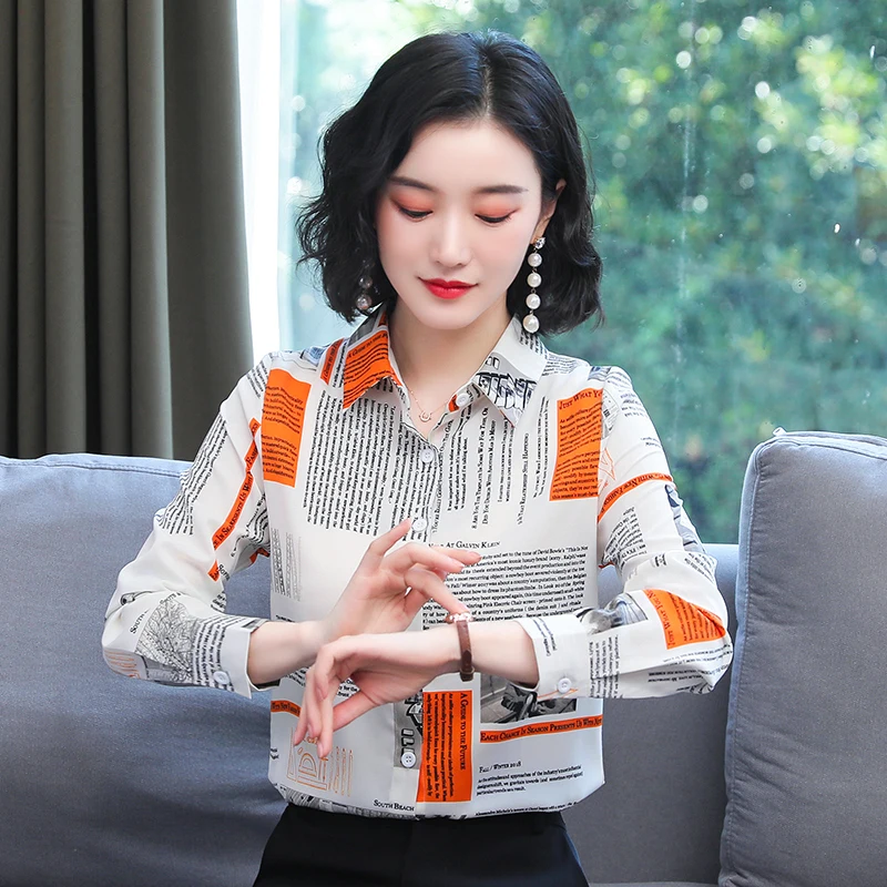 

Korean Fashion Chiffon Women Blouses Office Lady Blusas Autumn Long Sleeve Shirt Women Plus Size XXL Womens Tops and Blouses
