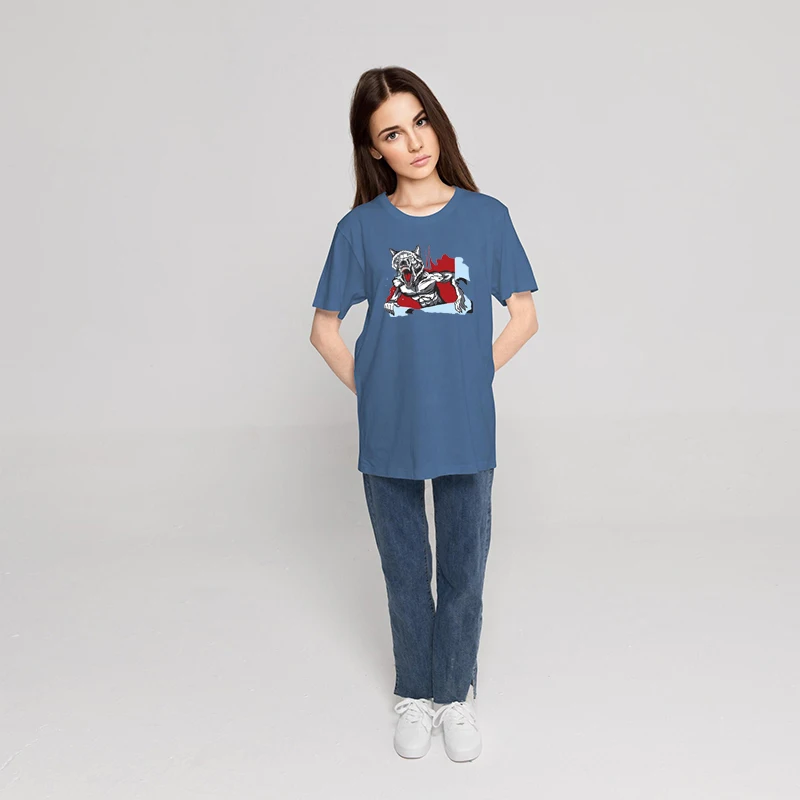 

Женские футболки с принтом голодного волка вампира, простые повседневные футболки, креативная футболка оверсайз с круглым вырезом, женские...