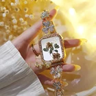 Браслет женский из нержавеющей стали, совместим с Apple Watch Band 44 40 38 42 мм, с алмазной бабочкой для iwatch Series SE 6 5 4 3 2 1