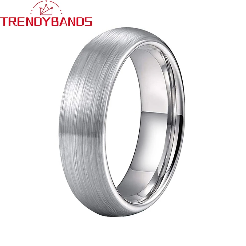 

6mm Original Tungsten Carbide Engagement Rings For Men Women Wedding Bands Domed Brushed Finish Comfort Fit