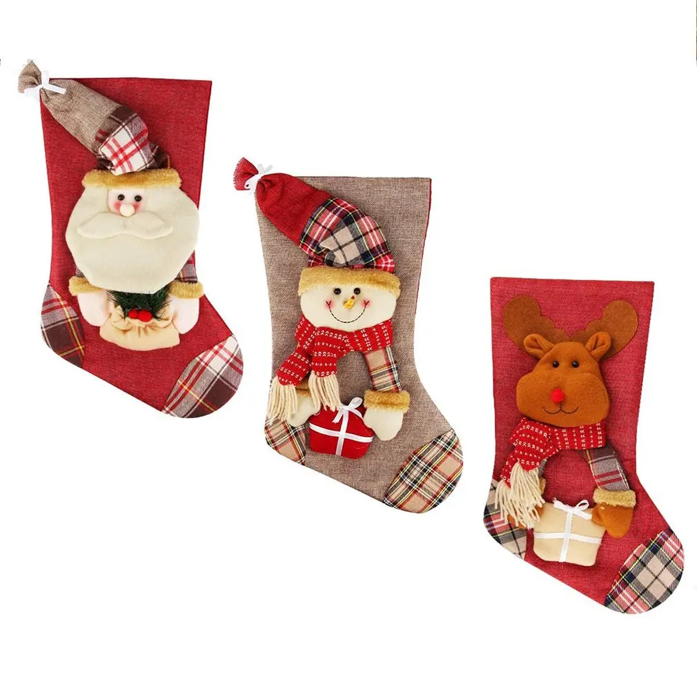 3 шт./лот носки-носки с Санта-Клаусом сумки для конфет украшения рождественской