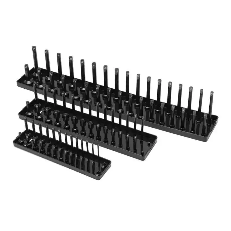 

Socket Holder Set ABS Socket Tray Black Durable for Auto Repairing Tool Storage
