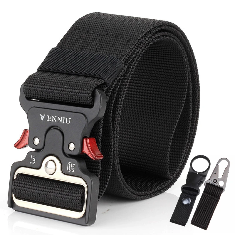 B belt and 2 hook 5,0 см Широкий нейлоновый тактический ремень мужской военный ремень с пряжкой для улицы высокое качество армейский тренировочный Многофункциональный черный ремень - Цвет: B belt and 2 hook