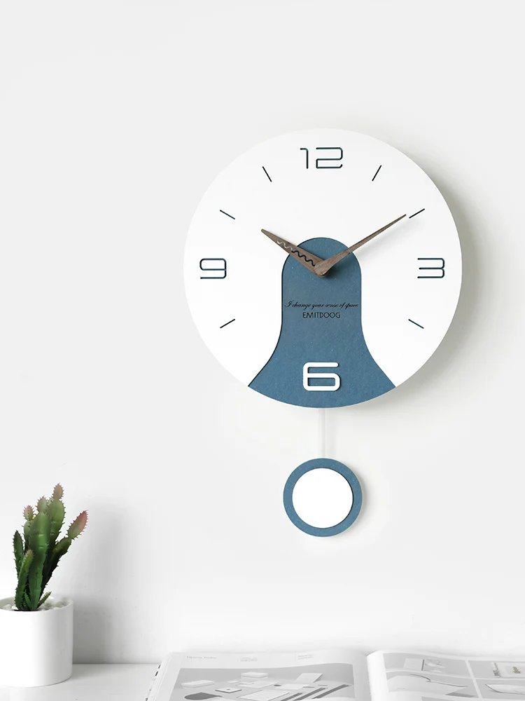 Креативные большие деревянные настенные часы с маятником в скандинавском стиле