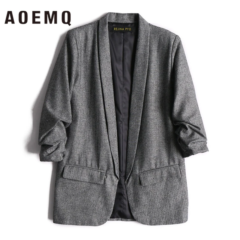 Женская Осенняя куртка AOEMQ куртки глубокого цвета с карманами офисная одежда