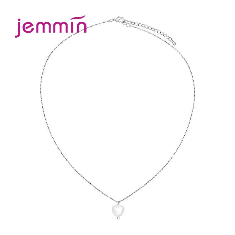 

Heart Pattern Pearl Pendant Sterling Silver 925 Pendant Necklaces For Women Link Chain Fashion Wedding Fine Jewelry Gift