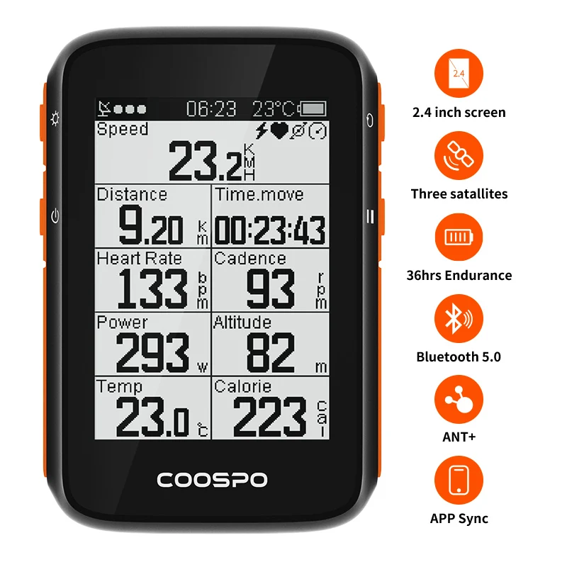 Велокомпьютер Coospo BC200 GPS 2 4 дюйма ANT + Bluetooth 5 0 спидометр одометр многоязычные
