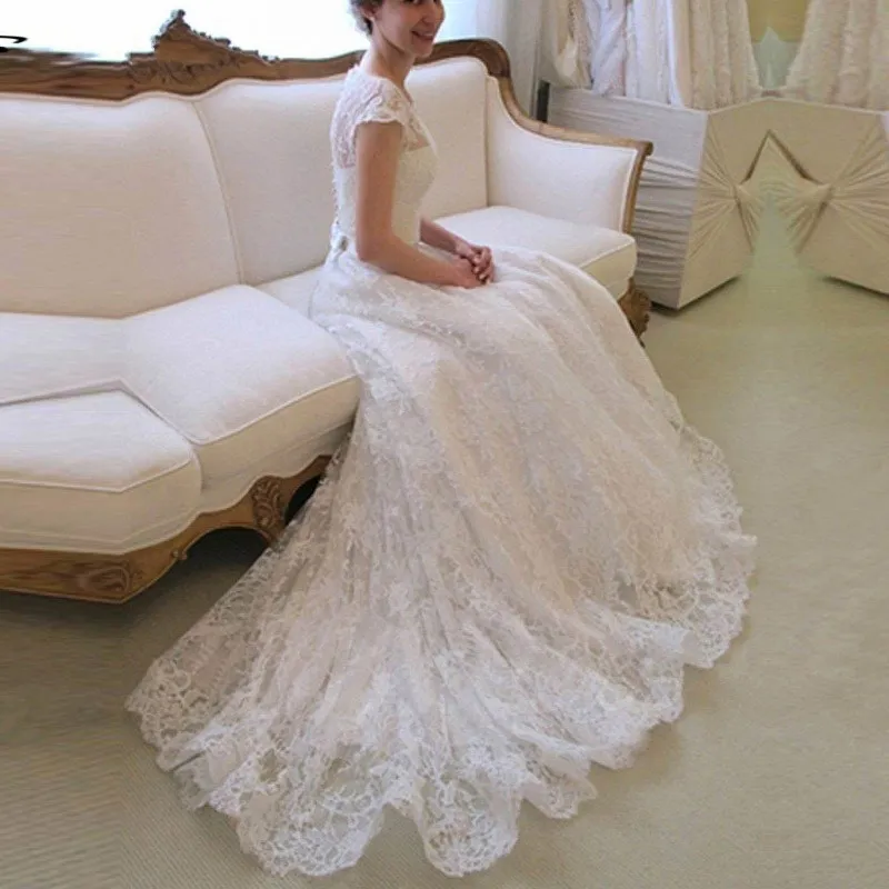 

An013 Ball Gown Lace Applique Corset Wedding Gowns Cap Sleeve Wedding Dresses 2020 New Style European Style Wedding Dress