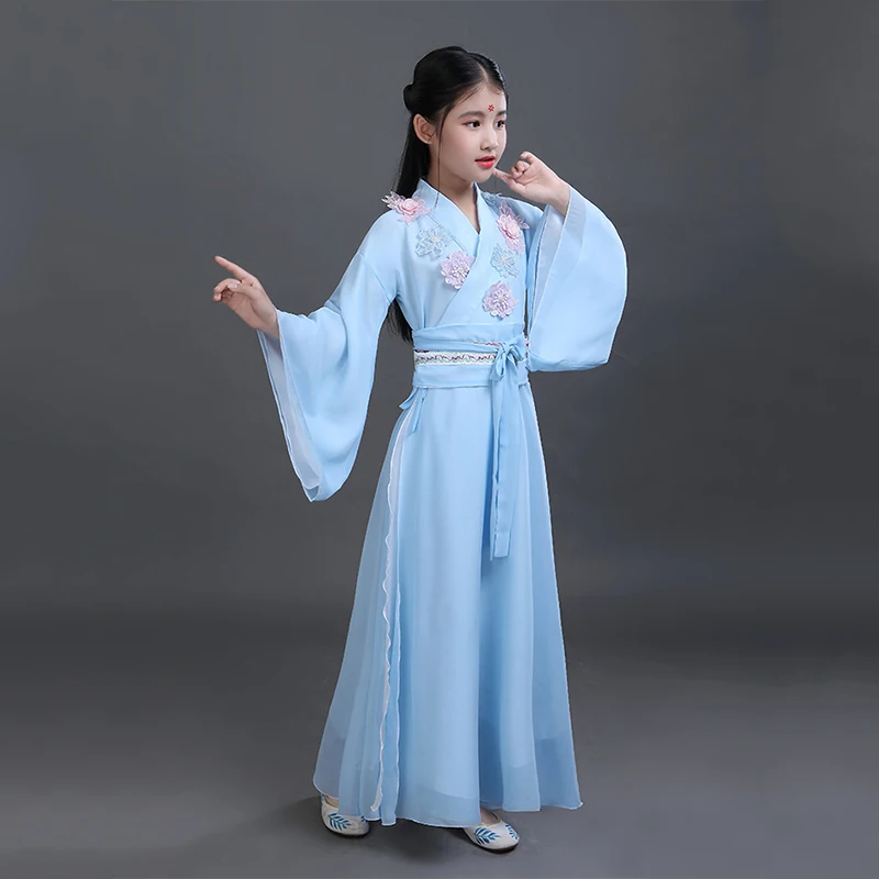 

2021 Hanfu Dress Girls Traditional Clothing Fairy Chinese Folk Dance Costume Pink Hanfu Kids Classical Dancing Stage Wear