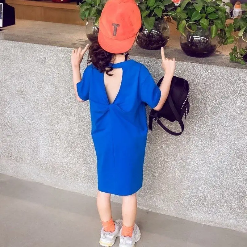 

Girls Dresses 2020 Summer Teenagers Hollow Out Backless Children Kids Clothes Girl Dress 4 8 10 Years