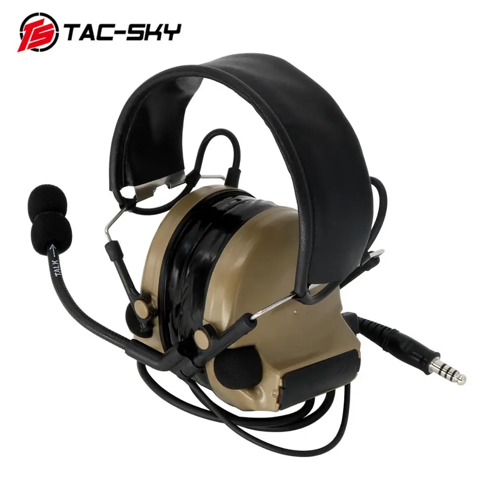 TAC-SKY COMTAC II silicone earmuffs version outdoor tactical headset hearing defense noise reduction military headphones DE
