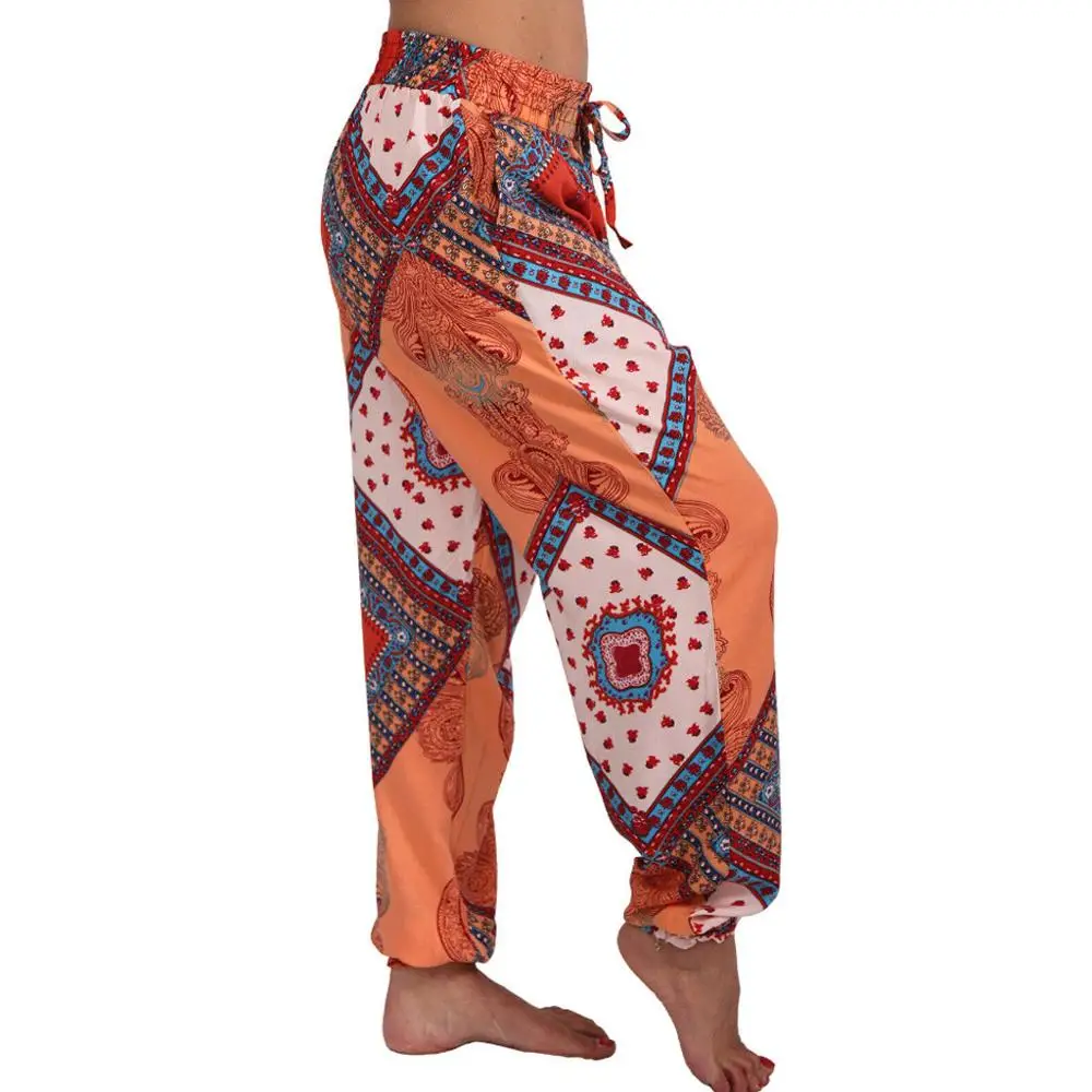 Женские штаны с этническим принтом свободные брюки на завязках 2020 повседневные