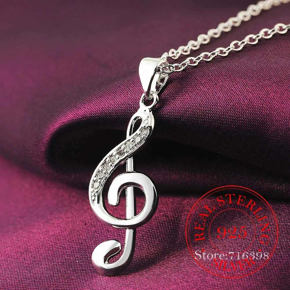 

2020 Popular Music Rhythm Pendant Necklace For Women Wedding 925 Silver Necklace Jewelry Girl Lady Engagement Party Accessories