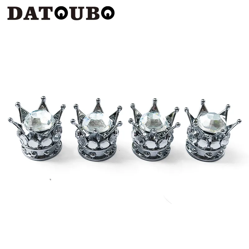 DATOUBO, 4 шт., Новое поступление, Серебряная корона, розовый, белый бриллиант, колпачки для автомобильных шин, колпачки для клапанов, пылезащитные колпачки для велосипедных колес, воздушный пылезащитный чехол