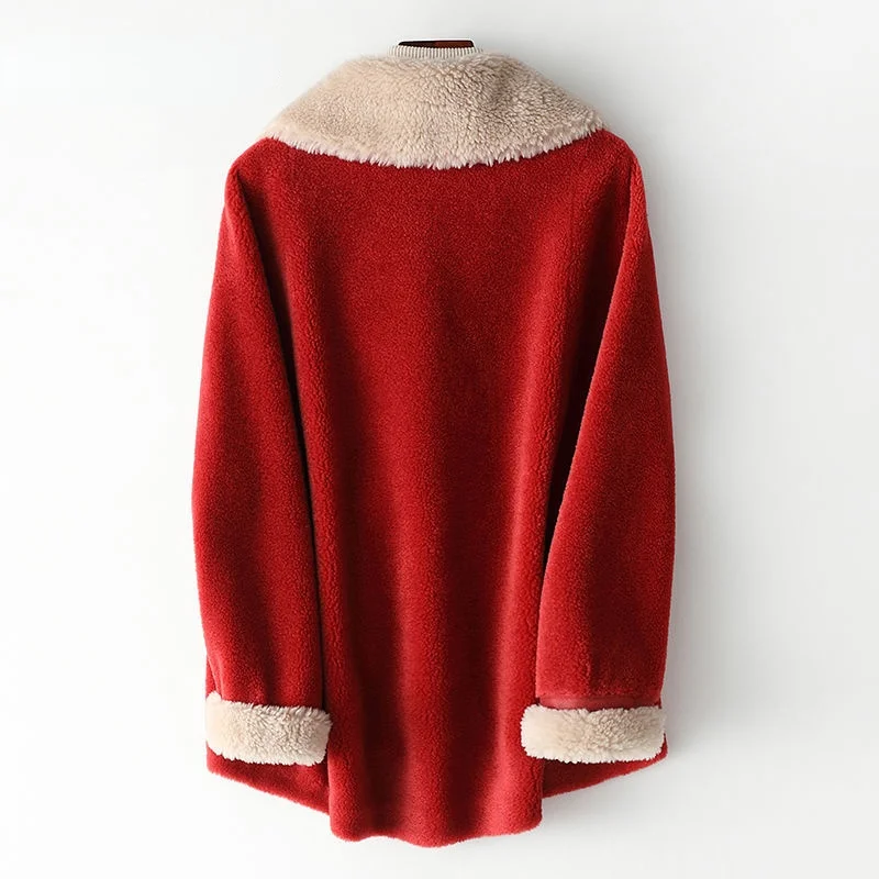 Женское зимнее модное двухстороннее меховое пальто женская куртка с овчиной