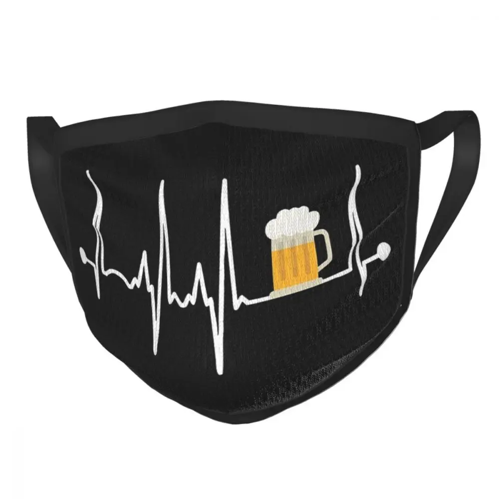

Beer Heartbeat Reusable Mouth Face Mask Anti Haze Dustproof Mask Protection Mask Respirator Mouth Muffle