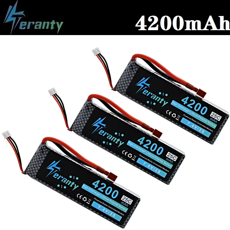 3 шт./лот MAX 50C 2S 7 4 V 4200mAh LiPo батарея для RC самолета вертолета автомобиля лодки 4200mah