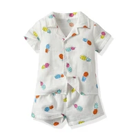 top and top summer little boys girls cotton pajamas set kids short sleeve pineapple pattern nightwear toddler sleepwear suit