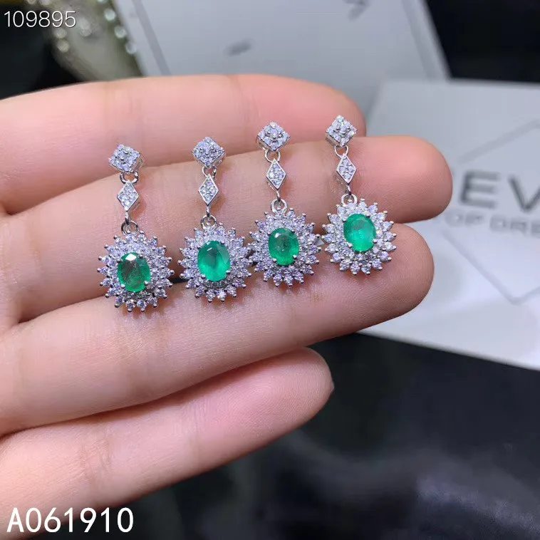KJJEAXCMY boutique jewelry 925 sterling silver inlaid Natural Emerald ladies earrings fine support detection popular fashion