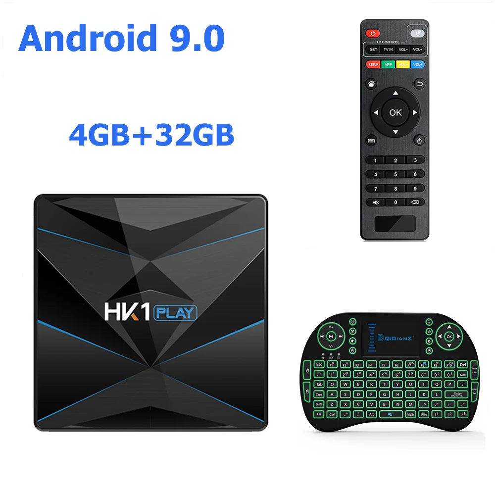 4G 32G keyboard HK1 PLAY Android 9,0 Smart tv BOX Amlogic S905X2 Гугл ТВ приемник 4K Wifi медиаплеер Play Store бесплатное приложение быстрый набор верхней коробки - Цвет: 4G 32G keyboard