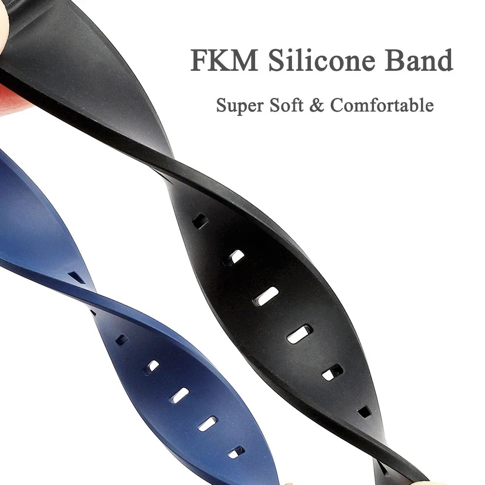 Onthelevel Premium Rubber Watch Strap 20mm Men Watch Bracelet Accessories Vulcanized FKM Rubber Watch Band Waterproof Women Band