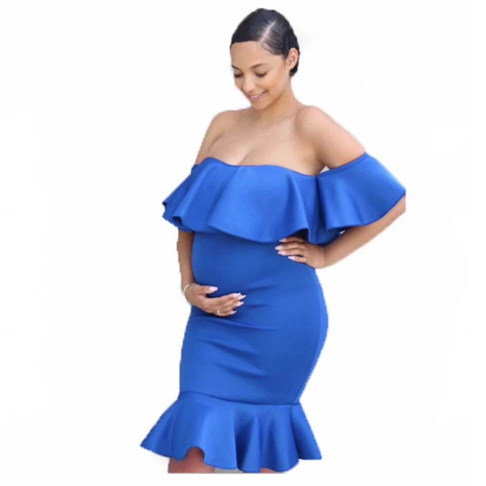 Pregnancy Shooting Dress Beby Shower Dres for Women Ruffles for Photo Shoot Shooting Pregnant Vestidos Blue White Pink Summer enlarge