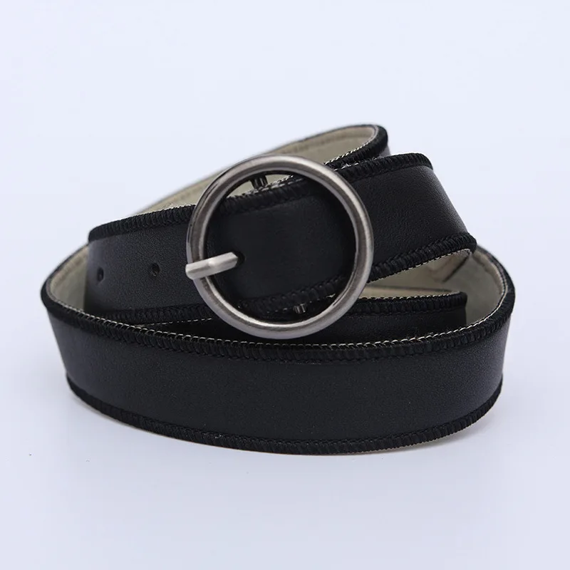 

Women's Belt Simple All-Match round Buckle New Fashion Decorative Belt Female Student Korean Style Jeans Belt Female